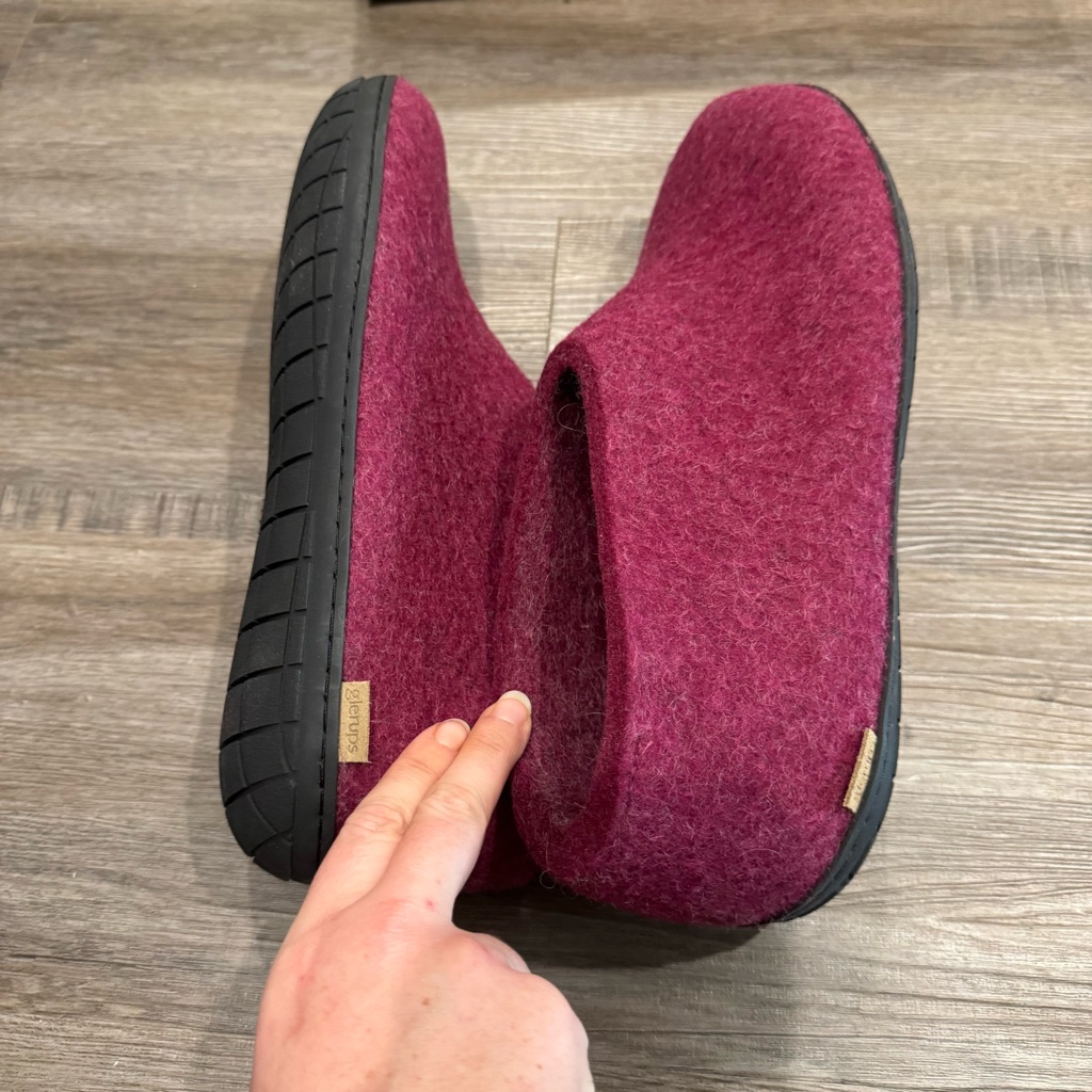 Glerups Cranberry Wool Black Rubber Slip On Slippers — image 6 of 8